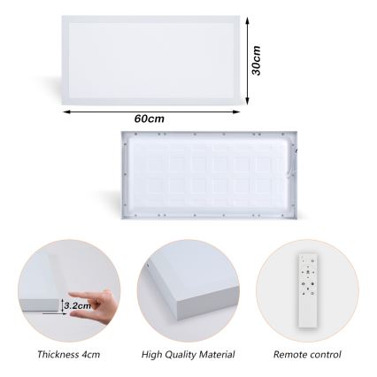 Brilagi - Luz de techo LED regulable para baño FRAME SMART LED/30W/230V 30x60 cm 3000-6000K IP44 blanco + control remoto