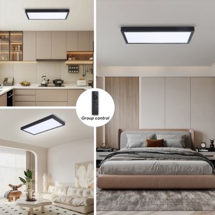 Brilagi - Luz de techo LED regulable para baño FRAME SMART LED/30W/230V 30x60 cm 3000-6000K  IP44 negro  + control remoto