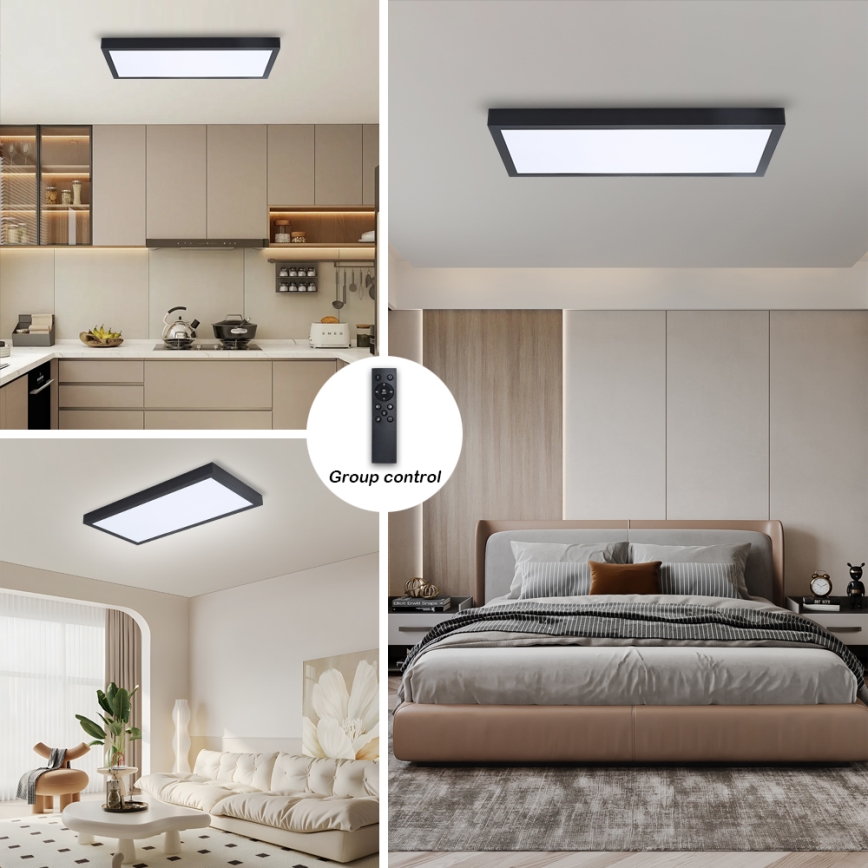 Brilagi - Luz de techo LED regulable para baño FRAME SMART LED/30W/230V 30x60 cm 3000-6000K  IP44 negro  + control remoto
