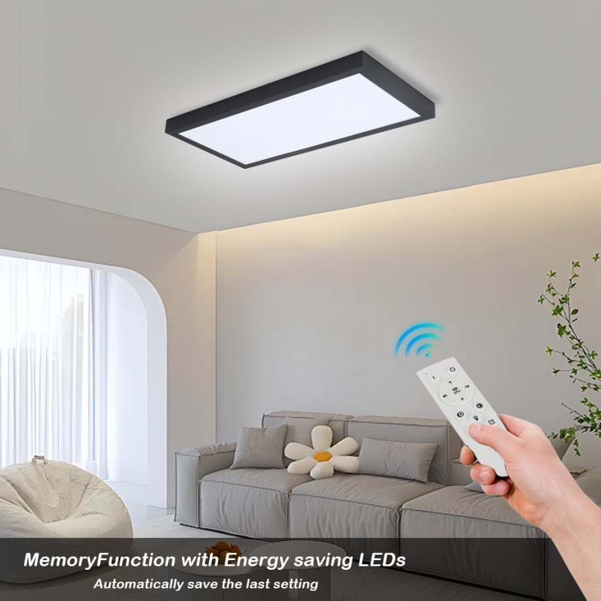 Brilagi - Luz de techo LED regulable para baño FRAME SMART LED/30W/230V 30x60 cm 3000-6000K  IP44 negro  + control remoto