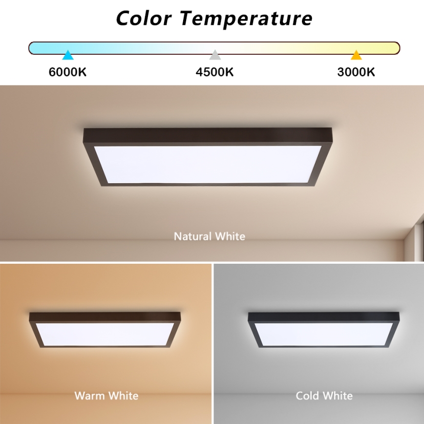 Brilagi - Luz de techo LED regulable para baño FRAME SMART LED/30W/230V 30x60 cm 3000-6000K  IP44 negro  + control remoto