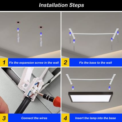 Brilagi - Luz de techo LED regulable para baño FRAME SMART LED/30W/230V 30x60 cm 3000-6000K  IP44 negro  + control remoto