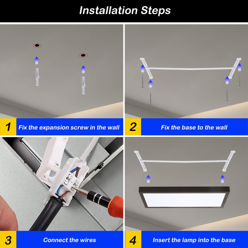 Brilagi - Luz de techo LED regulable para baño FRAME SMART LED/30W/230V 30x60 cm 3000-6000K  IP44 negro  + control remoto