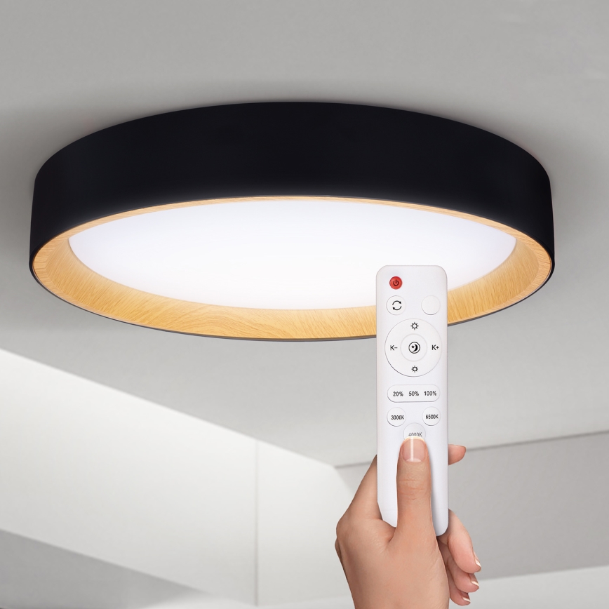 Brilagi - Plafón LED regulable LARIOS LED/60W/230V 3000-6500K ø 49 cm negro + control remoto