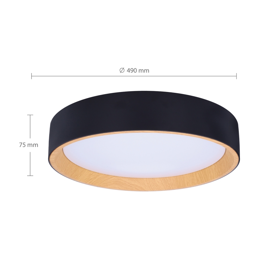 Brilagi - Plafón LED regulable LARIOS LED/60W/230V 3000-6500K ø 49 cm negro + control remoto