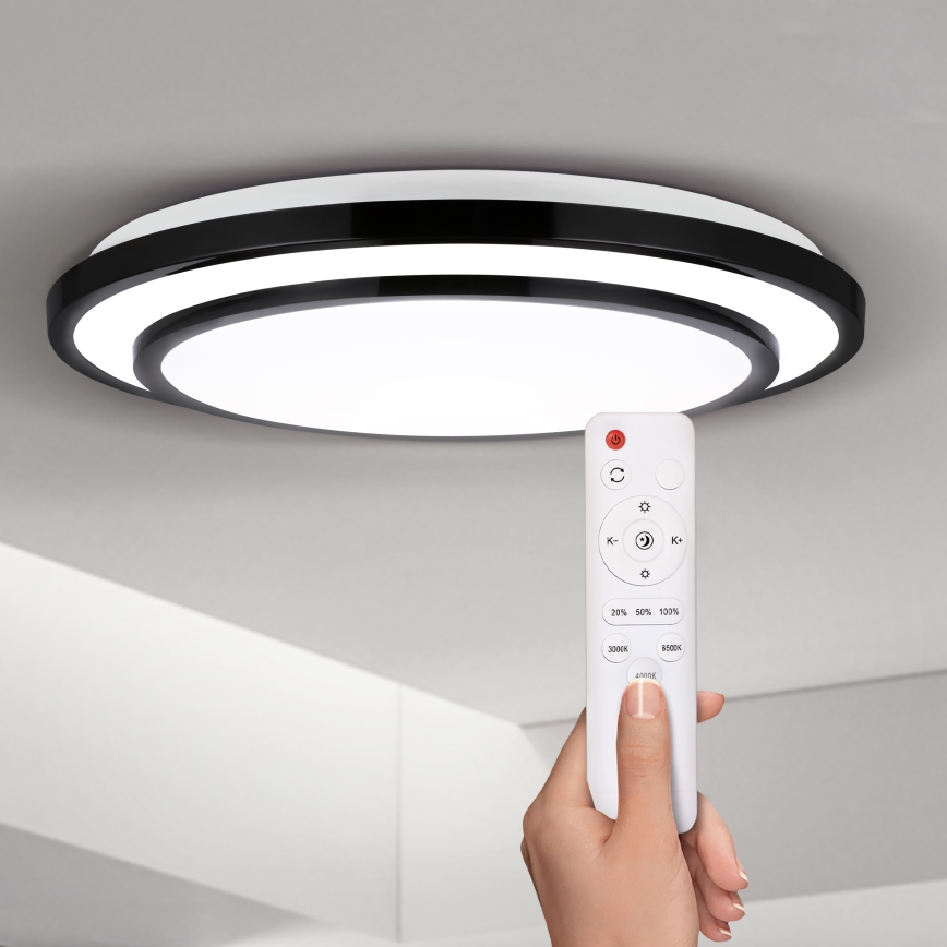 Brilagi - Plafón LED regulable LUCIANO LED/48W/230V 3000-6500K ø 39 cm negro + control remoto
