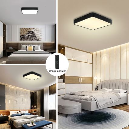 Brilagi - Plafón LED regulable POOL LED/48W/230V 3000-6000K 50x50 cm negro + control remoto
