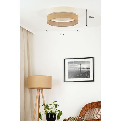 Brilagi - Plafón LED regulable ROYAL YUTE LED/24W/230V diá. 45 cm 3000/4000/6500K beige/color crema  + control remoto