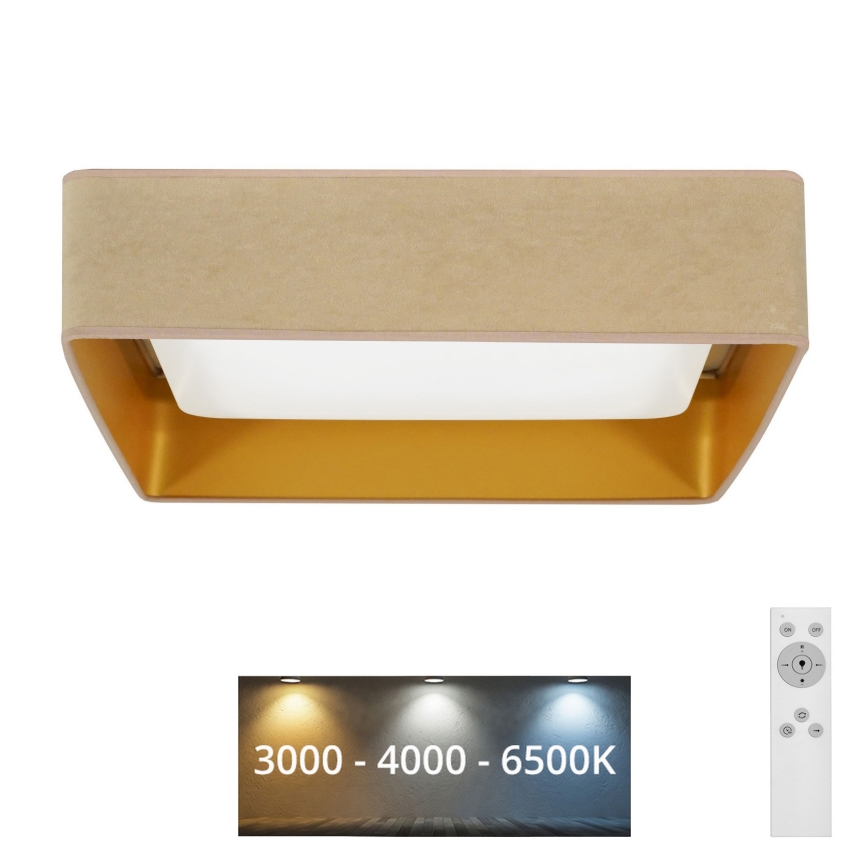 Brilagi - Plafón LED regulable VELVET SQUARE LED/24W/230V 3000/4000/6500K + mando a distancia beige