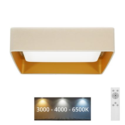 Brilagi - Plafón LED regulable VELVET SQUARE LED/24W/230V 3000/4000/6500K + mando a distancia cremoso