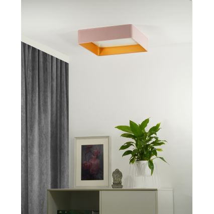 Brilagi - Plafón LED regulable VELVET SQUARE LED/24W/230V 3000/4000/6500K + mando a distancia rosa