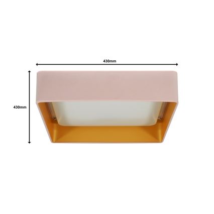 Brilagi - Plafón LED regulable VELVET SQUARE LED/24W/230V 3000/4000/6500K + mando a distancia rosa