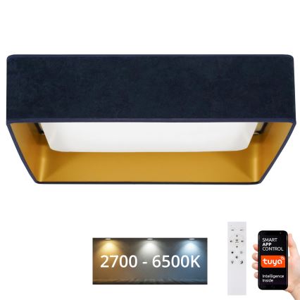 Brilagi - Plafón LED regulable VELVET SQUARE SMART LED/36W/230V 2700-6500K Wi-Fi Tuya + mando a distancia azul oscuro