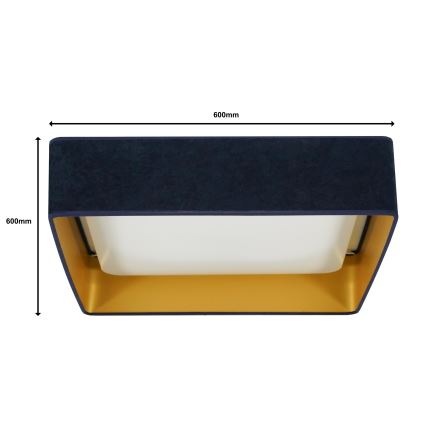 Brilagi - Plafón LED regulable VELVET SQUARE SMART LED/36W/230V 2700-6500K Wi-Fi Tuya + mando a distancia azul oscuro