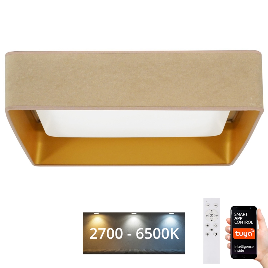 Brilagi - Plafón LED regulable VELVET SQUARE SMART LED/36W/230V 2700-6500K Wi-Fi Tuya + mando a distancia beige