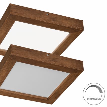 Brilagi - Luz de techo LED regulable para baño WOODY FRAME LED/24W/230V roble cereza 30x30 cm 3000-6000K IP44 + control remoto