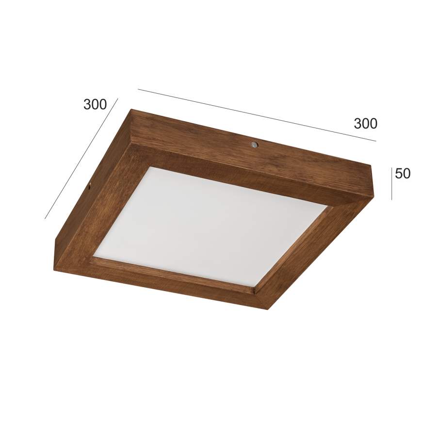 Brilagi - Luz de techo LED regulable para baño WOODY FRAME LED/24W/230V roble cereza 30x30 cm 3000-6000K IP44 + control remoto