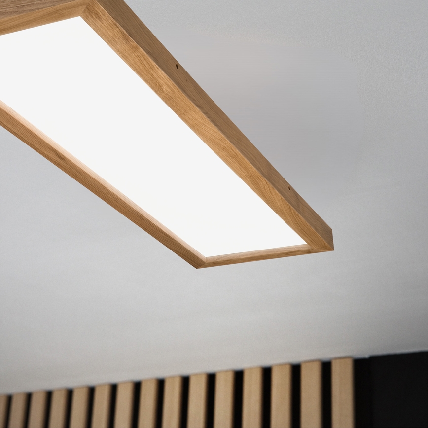 Brilagi - Luz de techo LED regulable para baño WOODY FRAME LED/50W/230V roble 120x30 cm 3000-6000K IP44 + control remoto
