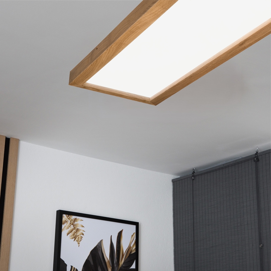 Brilagi - Luz de techo LED regulable para baño WOODY FRAME LED/50W/230V roble 120x30 cm 3000-6000K IP44 + control remoto
