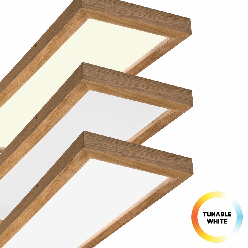 Brilagi - Luz de techo LED regulable para baño WOODY FRAME LED/50W/230V roble 120x30 cm 3000-6000K IP44 + control remoto