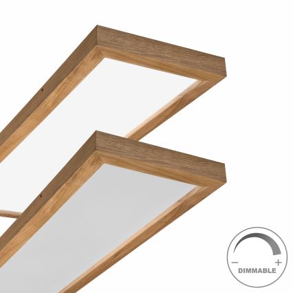 Brilagi - Luz de techo LED regulable para baño WOODY FRAME LED/50W/230V roble 120x30 cm 3000-6000K IP44 + control remoto