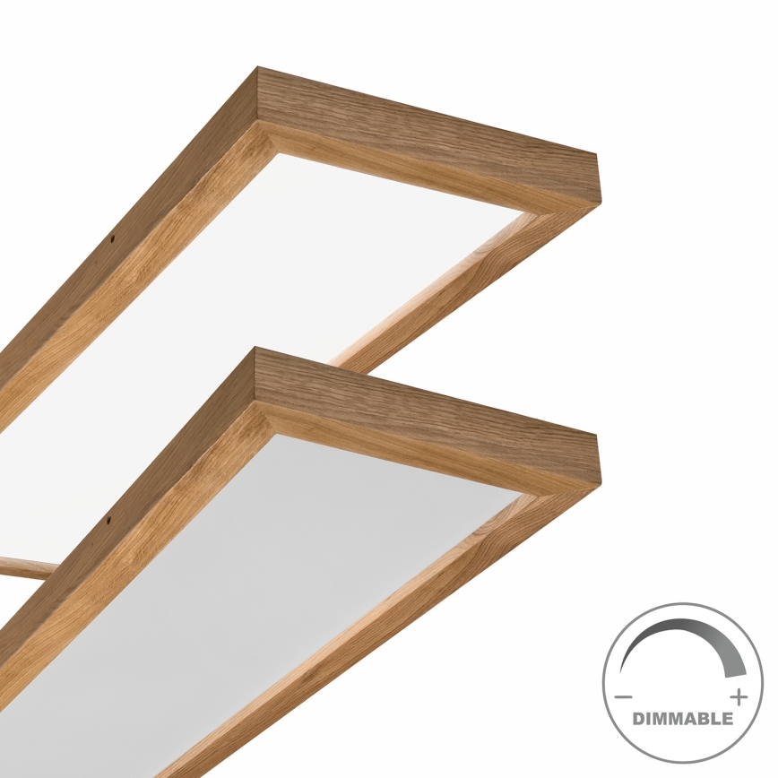 Brilagi - Luz de techo LED regulable para baño WOODY FRAME LED/50W/230V roble 120x30 cm 3000-6000K IP44 + control remoto
