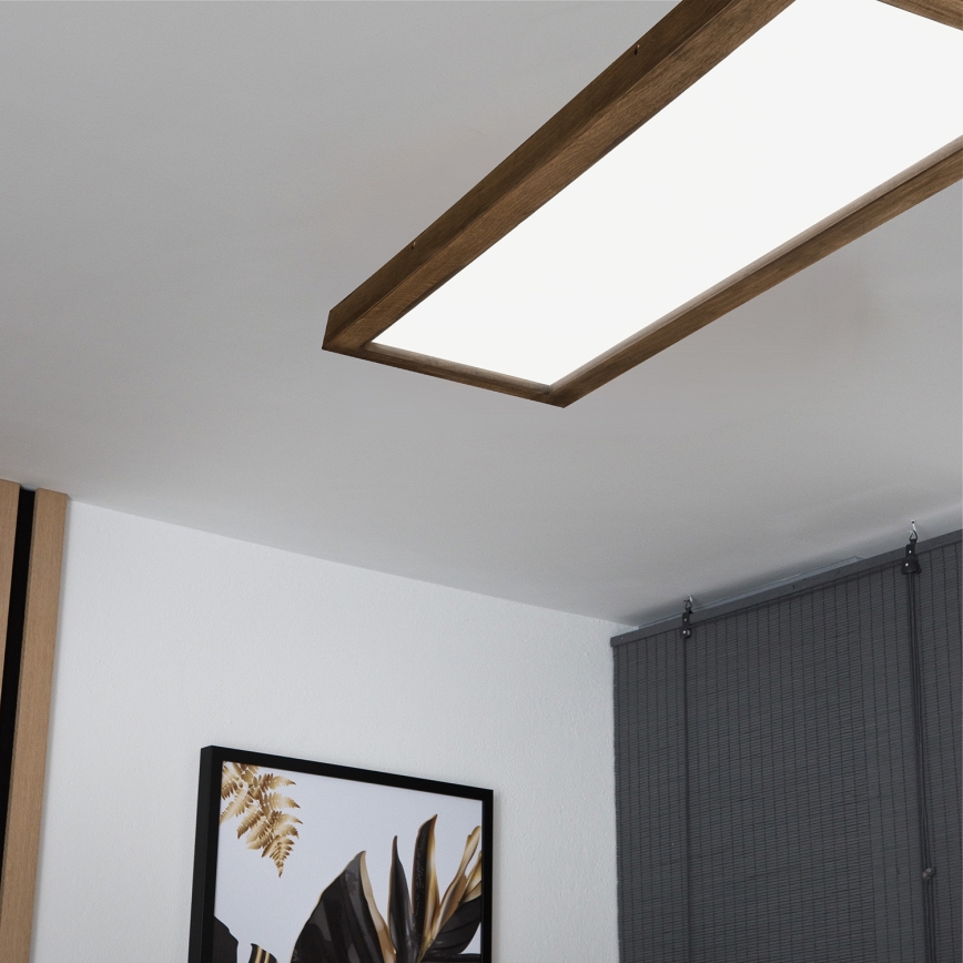 Brilagi - Luz de techo LED regulable para baño WOODY FRAME LED/50W/230V roble 120x30 cm 3000-6000K IP44 + control remoto