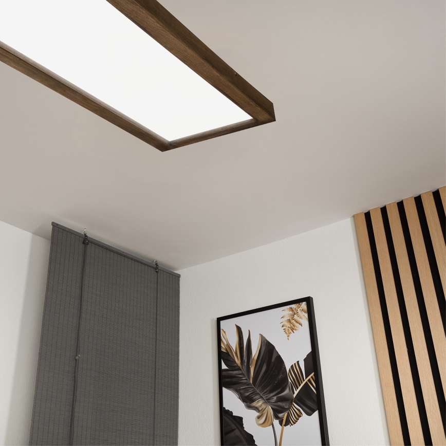 Brilagi - Luz de techo LED regulable para baño WOODY FRAME LED/50W/230V roble 120x30 cm 3000-6000K IP44 + control remoto