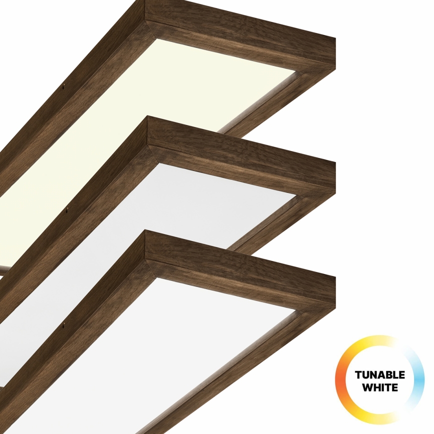 Brilagi - Luz de techo LED regulable para baño WOODY FRAME LED/50W/230V roble 120x30 cm 3000-6000K IP44 + control remoto