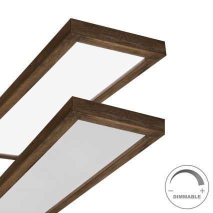 Brilagi - Luz de techo LED regulable para baño WOODY FRAME LED/50W/230V roble 120x30 cm 3000-6000K IP44 + control remoto