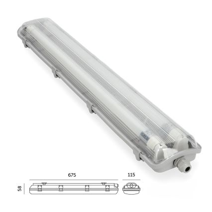 Brilagi - Lámpara fluorescente LED de alta potencia OPTIMA T8 2xG13/9W/230V 4000K IP65 67,5 cm