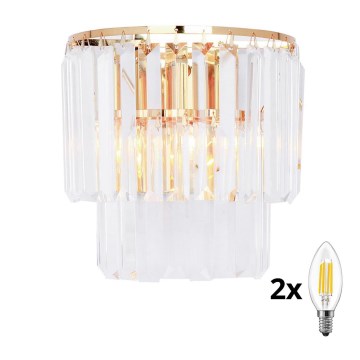 Brilagi - LED Aplique de cristal MOZART 2xE14/40W/230V dorado