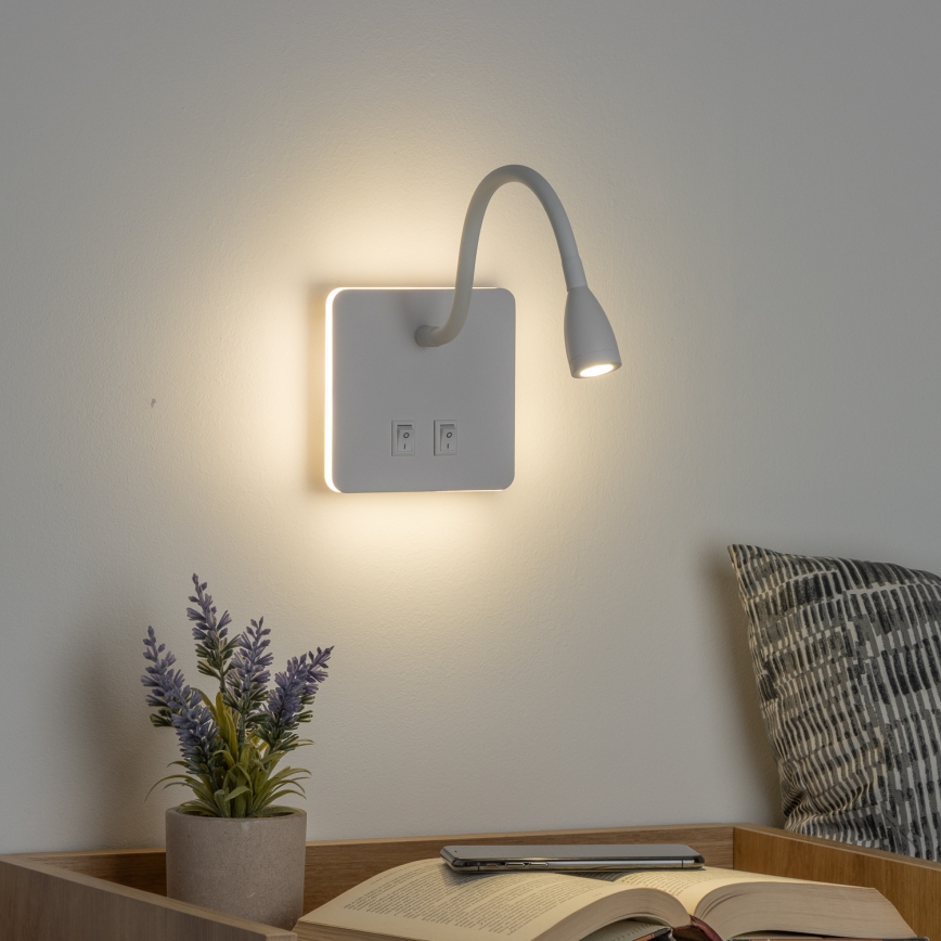 Brilagi - LED Aplique flexible MAYA Double LED/4W/230V + LED/3W blanco