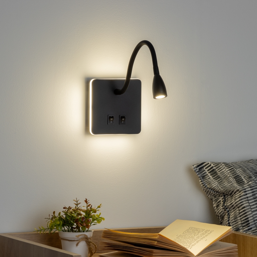 Brilagi - LED Aplique flexible MAYA Double LED/4W/230V + LED/3W negro