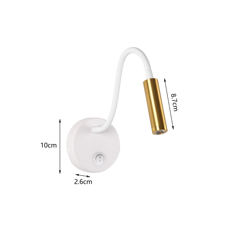 Brilagi - LED Aplique flexible MAYA LED/3W/230V 4000K blanco/dorado