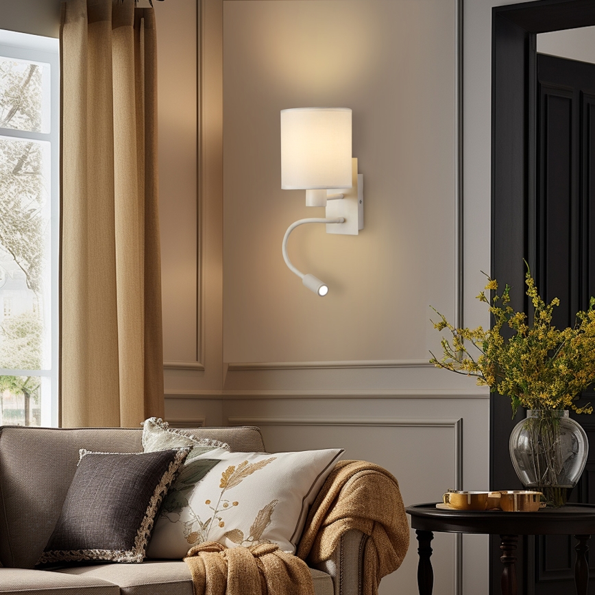 Brilagi - LED Aplique flexible NUBILA 1xE27/25W/230V + LED/3W blanco