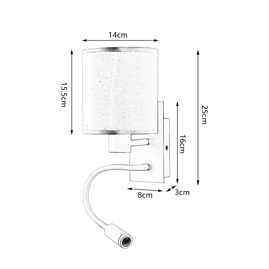 Brilagi - LED Aplique flexible NUBILA 1xE27/25W/230V + LED/3W blanco