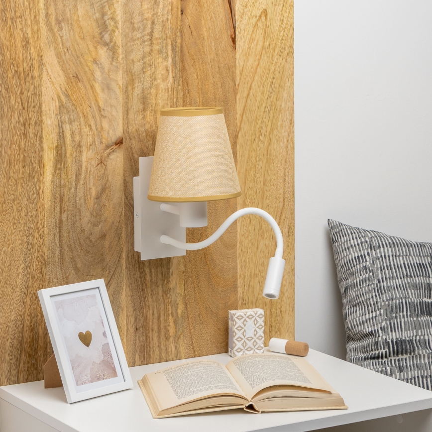 Brilagi - LED Aplique flexible NUBILA 1xE27/25W/230V + LED/3W blanco/marrón claro