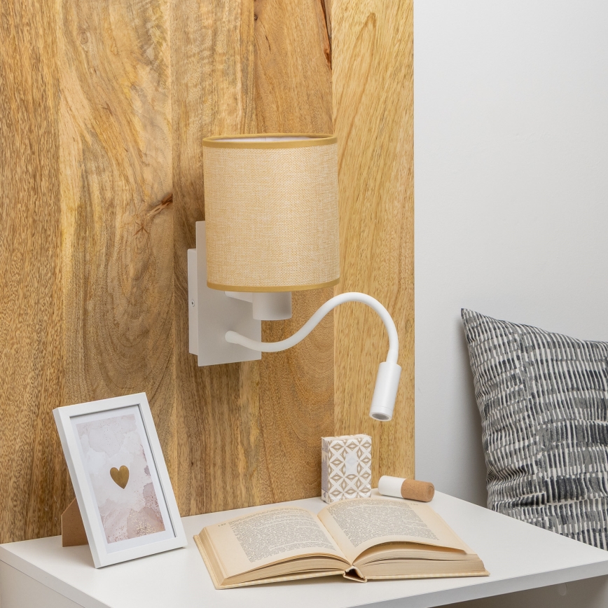 Brilagi - LED Aplique flexible NUBILA 1xE27/25W/230V + LED/3W blanco/marrón claro