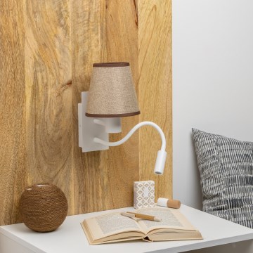 Brilagi - LED Aplique flexible NUBILA 1xE27/25W/230V + LED/3W blanco/marrón