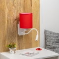 Brilagi - LED Aplique flexible NUBILA 1xE27/25W/230V + LED/3W blanco/rojo