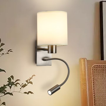 Brilagi - LED Aplique flexible NUBILA 1xE27/25W/230V + LED/3W cromo mate/color crema