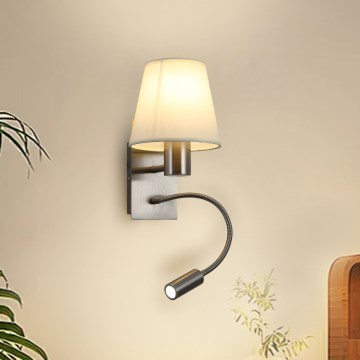 Brilagi - LED Aplique flexible NUBILA 1xE27/25W/230V + LED/3W cromo mate/color crema