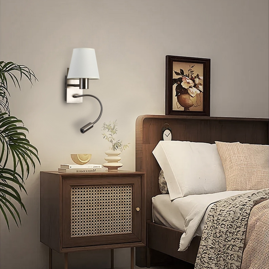 Brilagi - LED Aplique flexible NUBILA 1xE27/25W/230V + LED/3W cromo mate/color crema