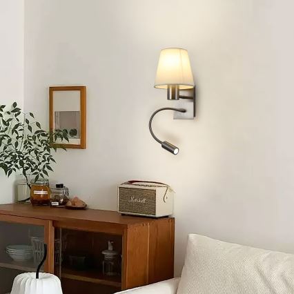 Brilagi - LED Aplique flexible NUBILA 1xE27/25W/230V + LED/3W cromo mate/color crema