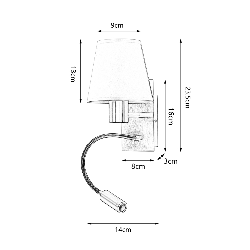 Brilagi - LED Aplique flexible NUBILA 1xE27/25W/230V + LED/3W cromo mate/color crema