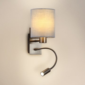 Brilagi - LED Aplique flexible NUBILA 1xE27/25W/230V + LED/3W cromo mate/gris