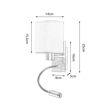 Brilagi - LED Aplique flexible NUBILA 1xE27/25W/230V + LED/3W cromo mate/gris