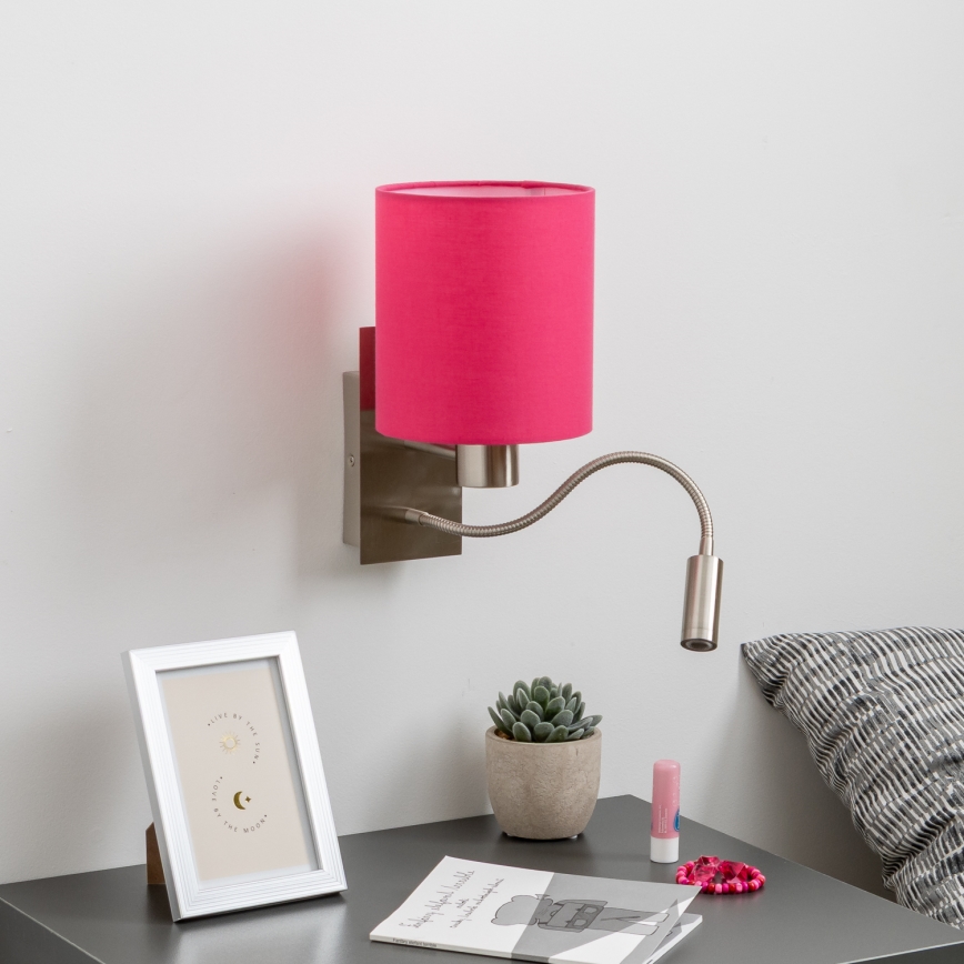 Brilagi - LED Aplique flexible NUBILA 1xE27/25W/230V + LED/3W cromo mate/rosa