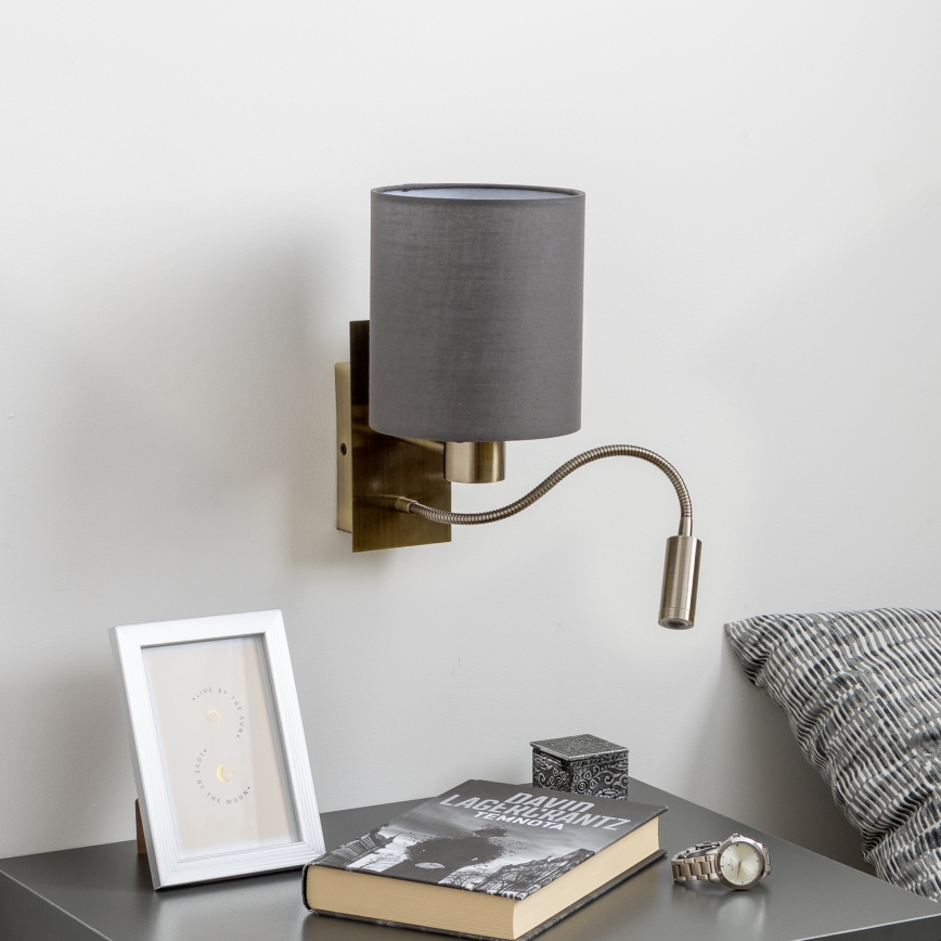 Brilagi - LED Aplique flexible NUBILA 1xE27/25W/230V + LED/3W latón/antracita